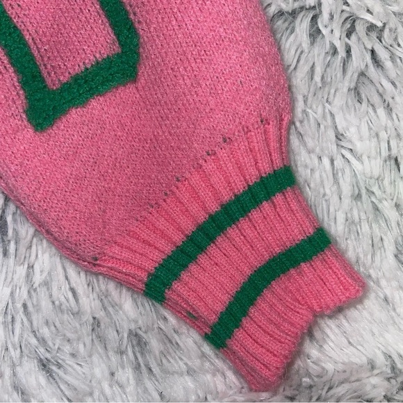 Retro style Cardigan Jersey Pink and Green - Picture 5 of 8